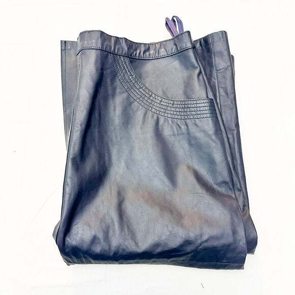 SKOGAR Navy Blue Midi Leather A-Line Skirt Below Knee Size 46 - Picture 5 of 6